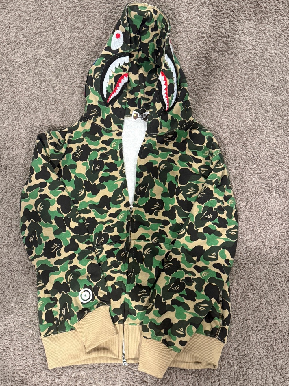 Bape Hoodie Camo Shark-Print Zip Hoodie - Green